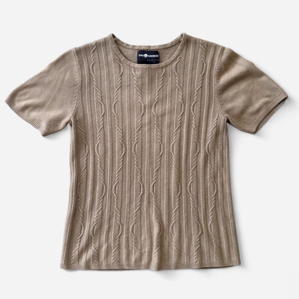 Sag Harbor Cable Knit Acrylic & Cotton Sweater shirt vertical cable knit pattern